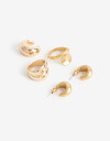 Bijouterie Set Metal Set Aros, Anillos Y Earcuff Metal - Dorado Oro Cepillado Mate