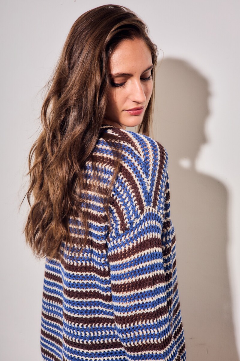 Sweater Rayado Texturado Azul
