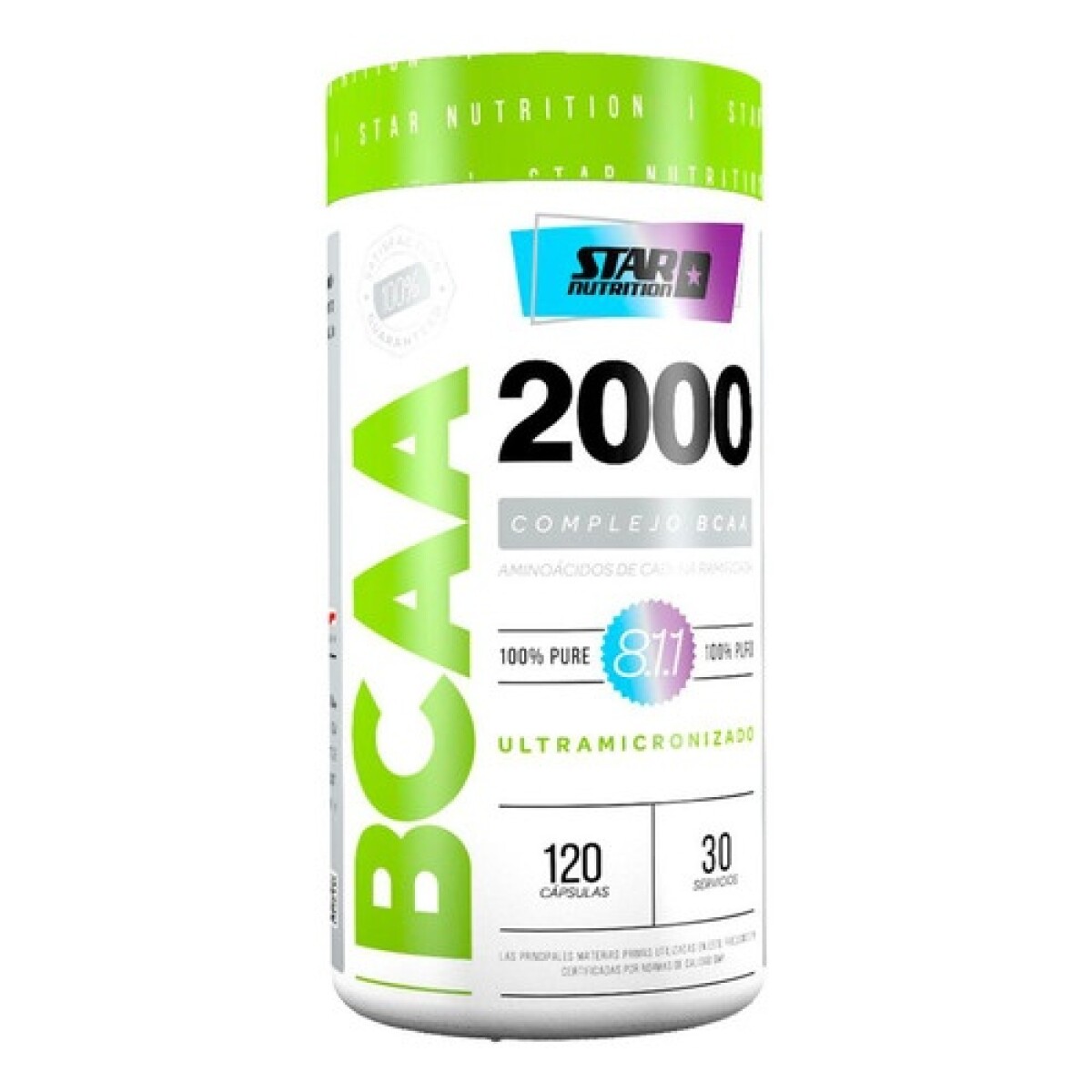 Suplemento Star Nutrition BCAA 2000 120 cápsulas - Sin sabor 