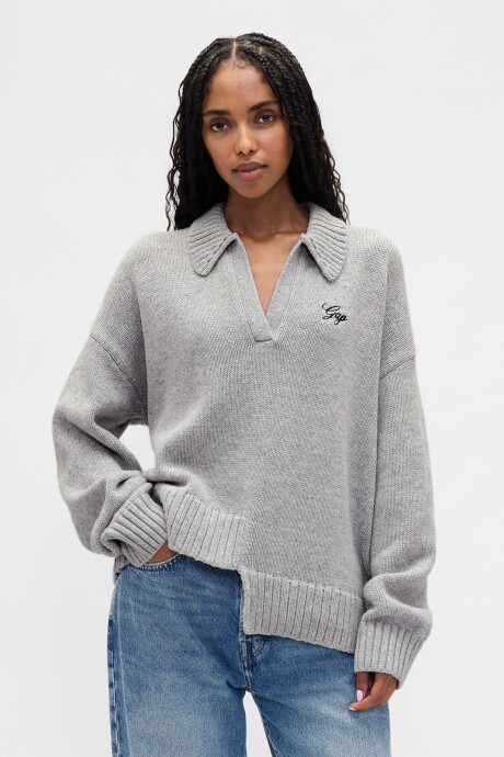 Buzo Polo Logo Gap Mujer Bc15 Lt Grey Heather