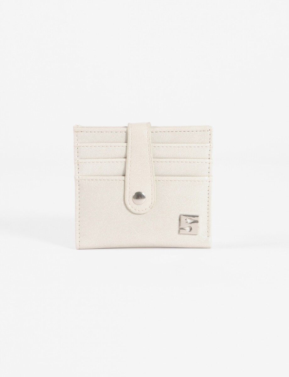 Tarjetero flap shinny - crudo 