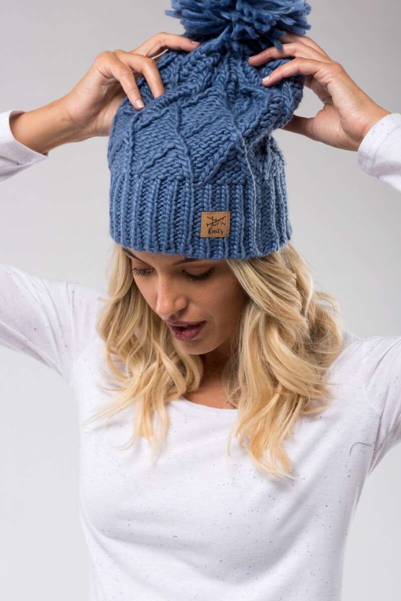 Gorro tejido con relieve - Azul 