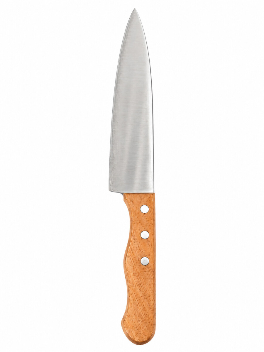 CUCHILLA MANGO DE MADERA - PLATEADO 