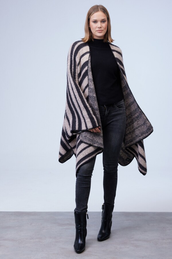 Kimono Lineas NEGRO/BEIGE