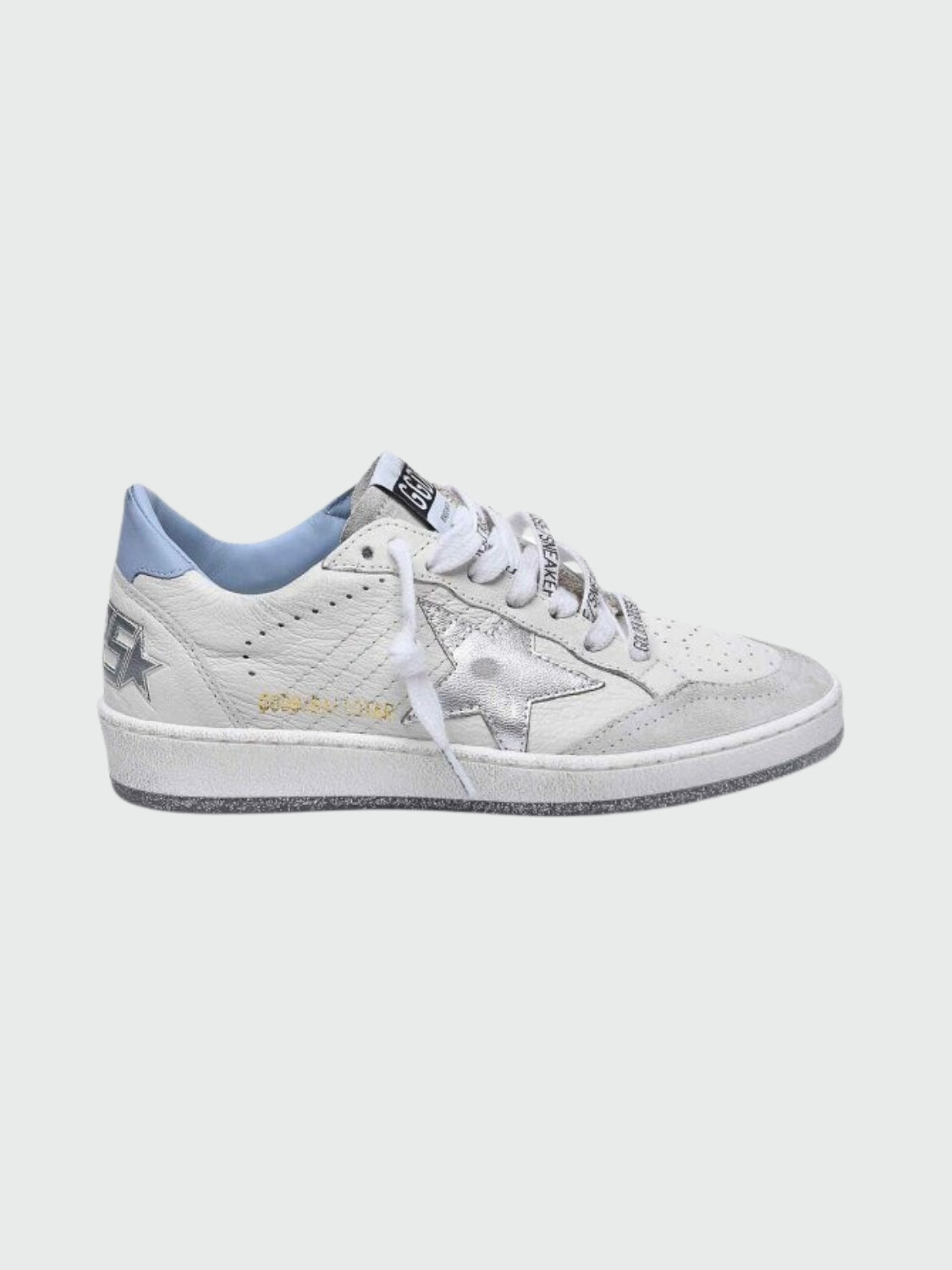 Golden Goose - Championes de cuero acordonados, Ball star Blanco