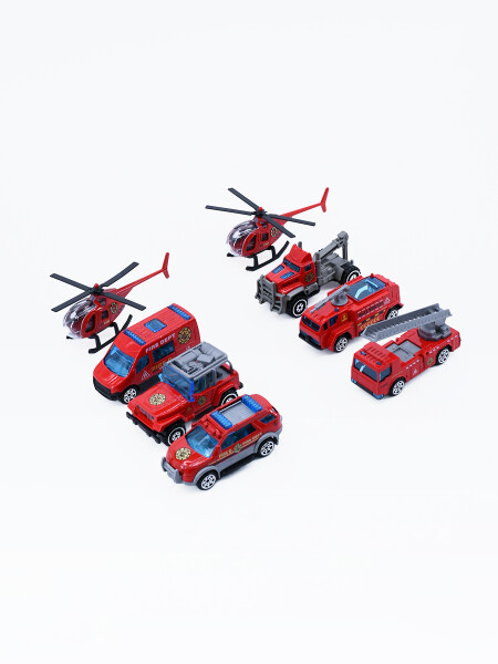 SET VEHICULOS BOMBEROS ROJO (V)