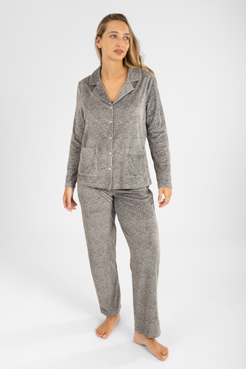 Pijama americano ribb velour Gris