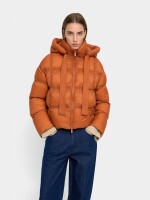 Abrigo Acolchado Con Capucha Extraíble naranja