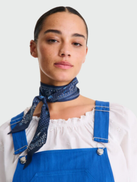 LONGCHAMP - PAÑUELO BANDANA DE SEDA Azul