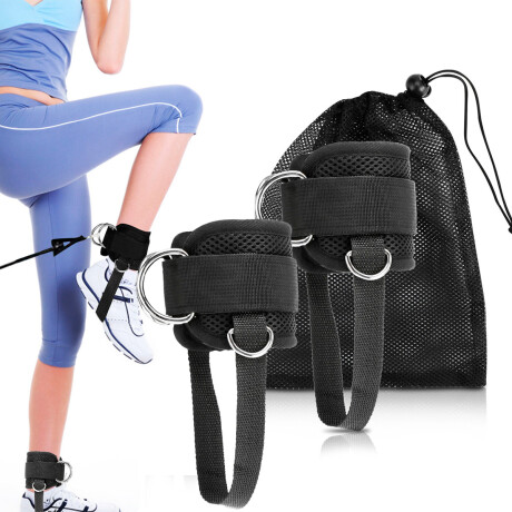 Tobillera Para Polea X2 Maquina Crossover Agarre Pie Negro