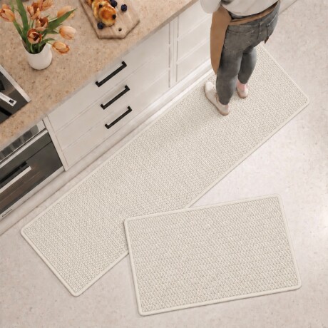 Juego de 2 Alfombras de Cocina Texturizadas Off white (Blanca) 40×60 y 40×120 cm Juego de 2 Alfombras de Cocina Texturizadas Off white (Blanca) 40×60 y 40×120 cm