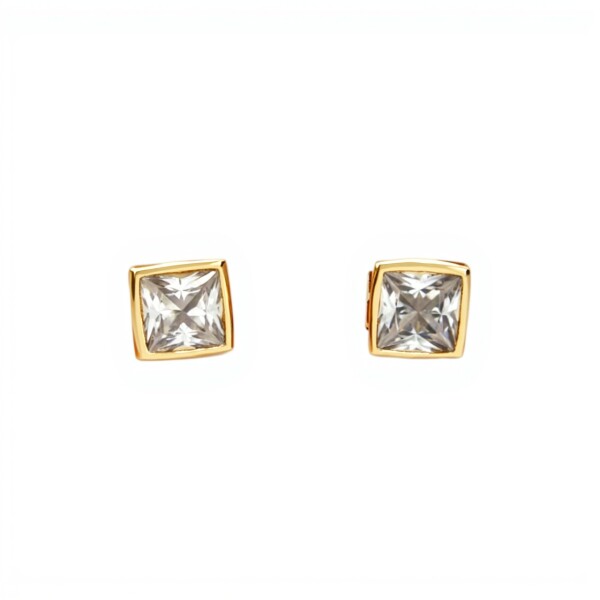 Caravanas Cuadrados de oro- Oro bajo - Zirconia blanca - CA8060 conpiedra