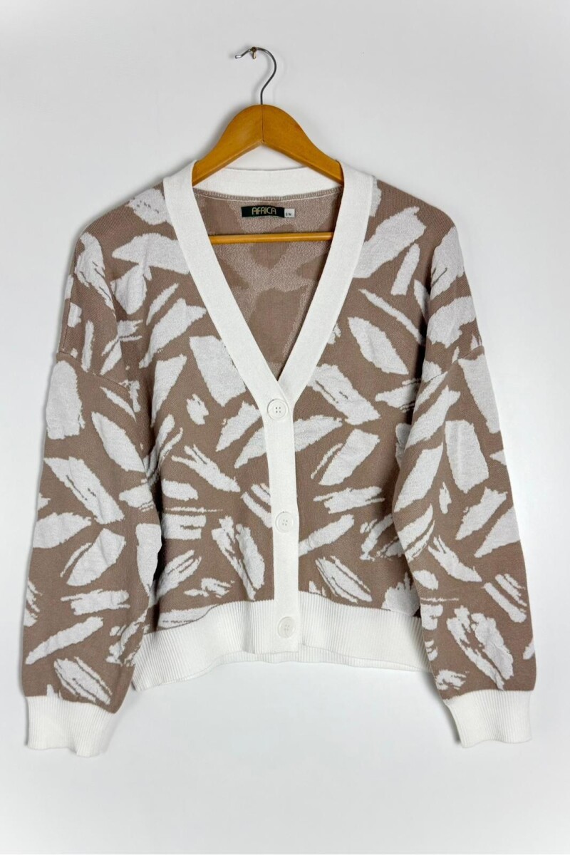 CARDIGAN C/VISCOSA KNOT - BLANCO/BEIGE 
