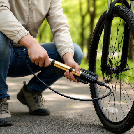 Inflador Manual Bici Pelotas Inflables con Picos Dorado