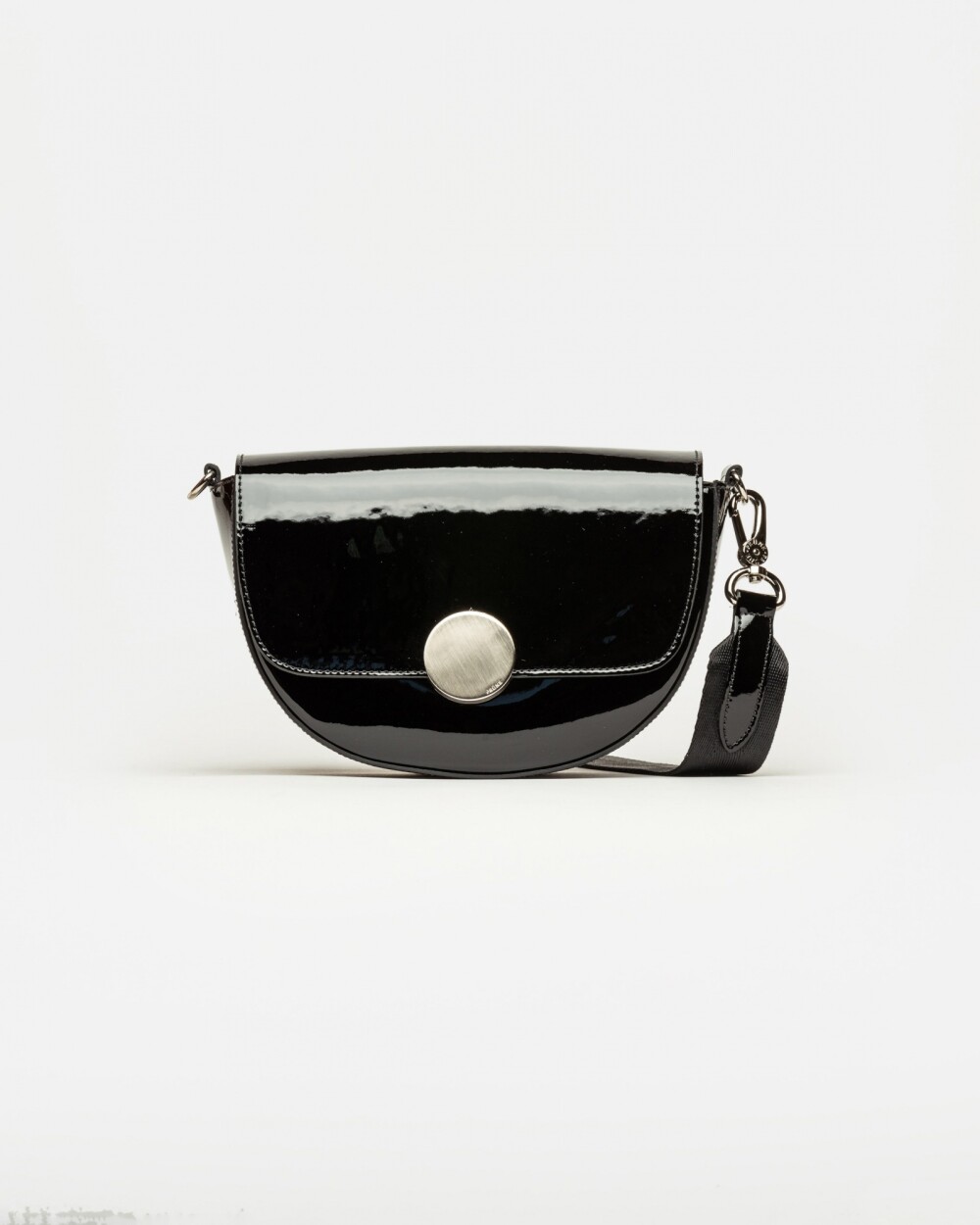 Bandolera The Circle en cuero charol Negro