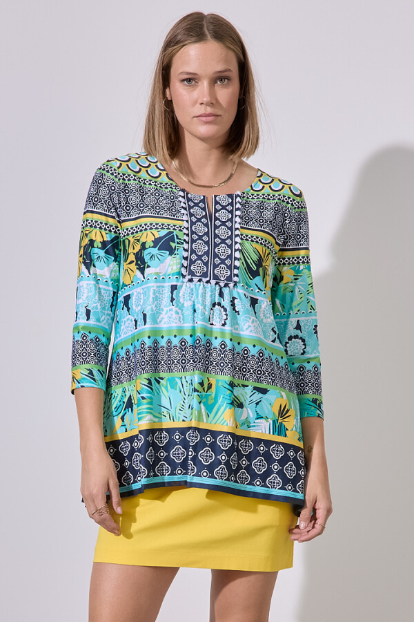 Blusa Print Bordado MULTI/VERDE