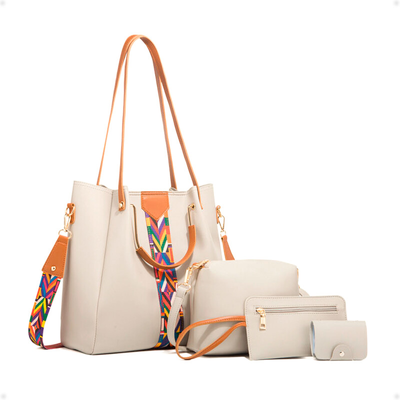 Bolso Cartera de Hombro y de Mano 4 en 1 Beige