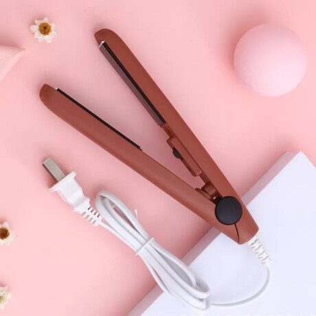 Planchita mini para el pelo con estuche Marrón