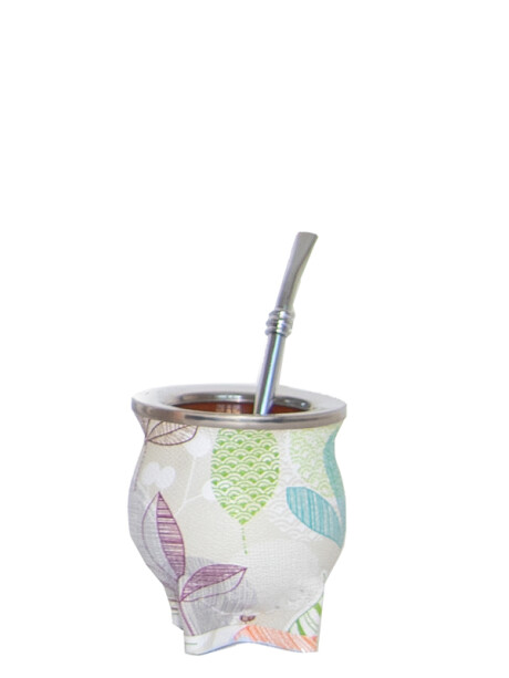 Mate Cerámica con Bombilla Hojas