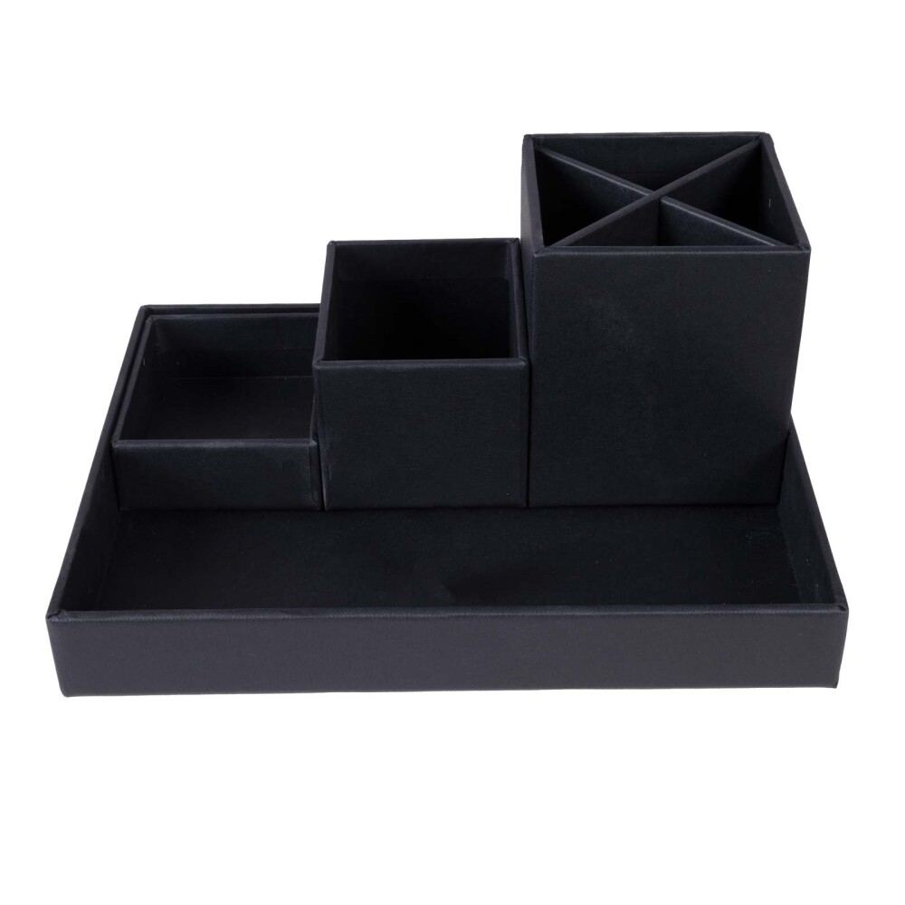 ORG ESCRITORIO 4 PIEZAS PAPEL NEGRO LENA
