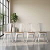 Silla Tolix Pack 4 unidades Metálica Asiento En Madera Blanco