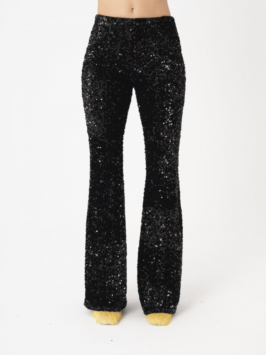 PANTALON FLARE DE LENTEJUELAS. 