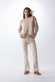 Sweater cinta escote bote calado beige melange
