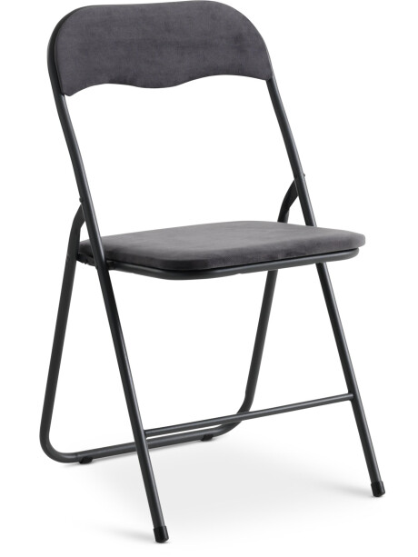 Silla plegable VIUF terciopelo gris/acero negro Silla plegable VIUF terciopelo gris/acero negro