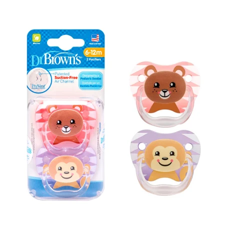 Set De Chupetes Dr.browns Etapa 2 Oso y Mono 6-12m 001