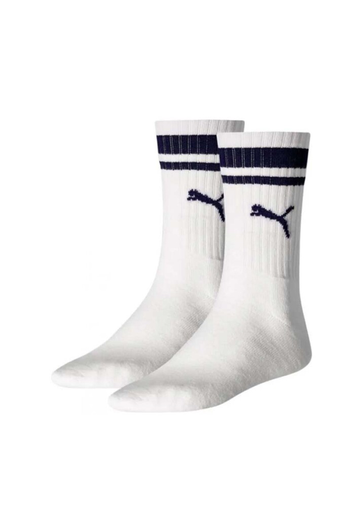 MEDIAS PUMA 2 PACK REGULAR CREW SOFT COTTON RAYAS Blanco