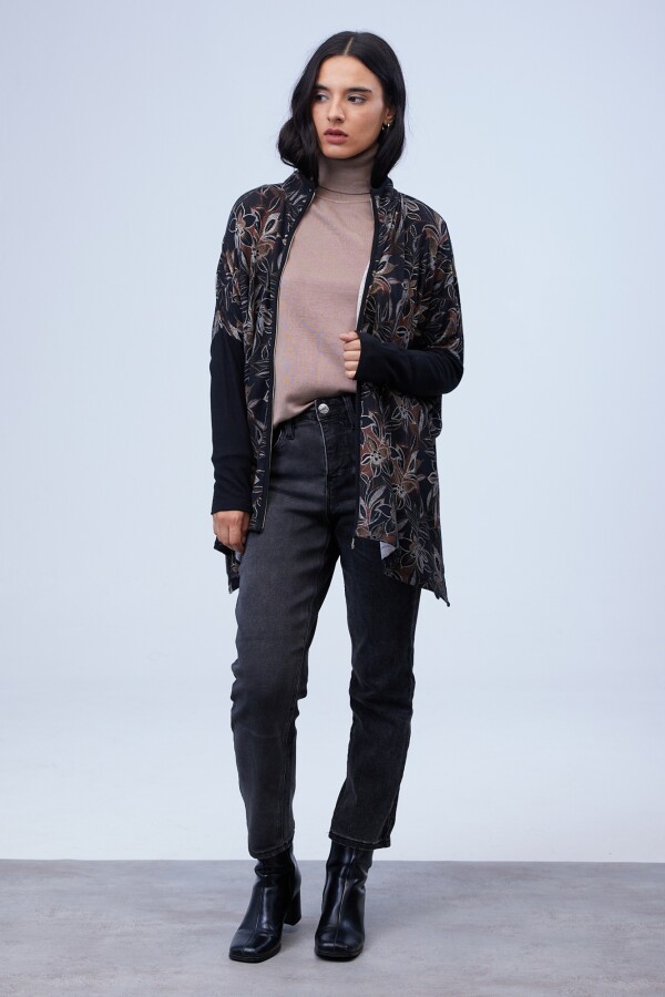 Cardigan Oversized Zip NEGRO/MULTI