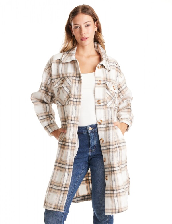 Sobrecamisa Larga Cuadros MULTI/BEIGE