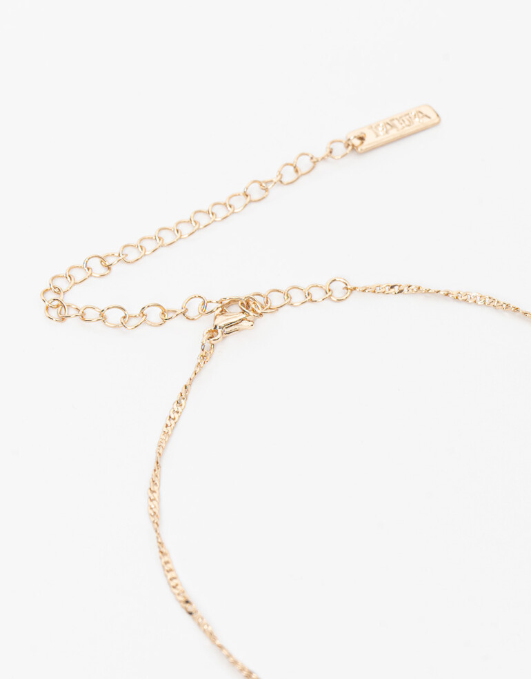 Collares Cortos Strass Collar Con Charm De Cubic Zirconia - Dorado