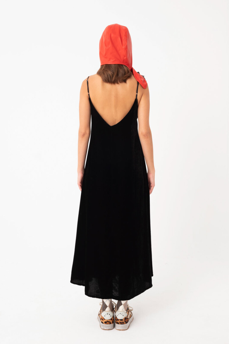 VESTIDO LARGO DE BRETEL FINO Negro