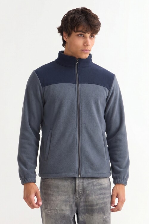 Campera de polar con corderito GRIS