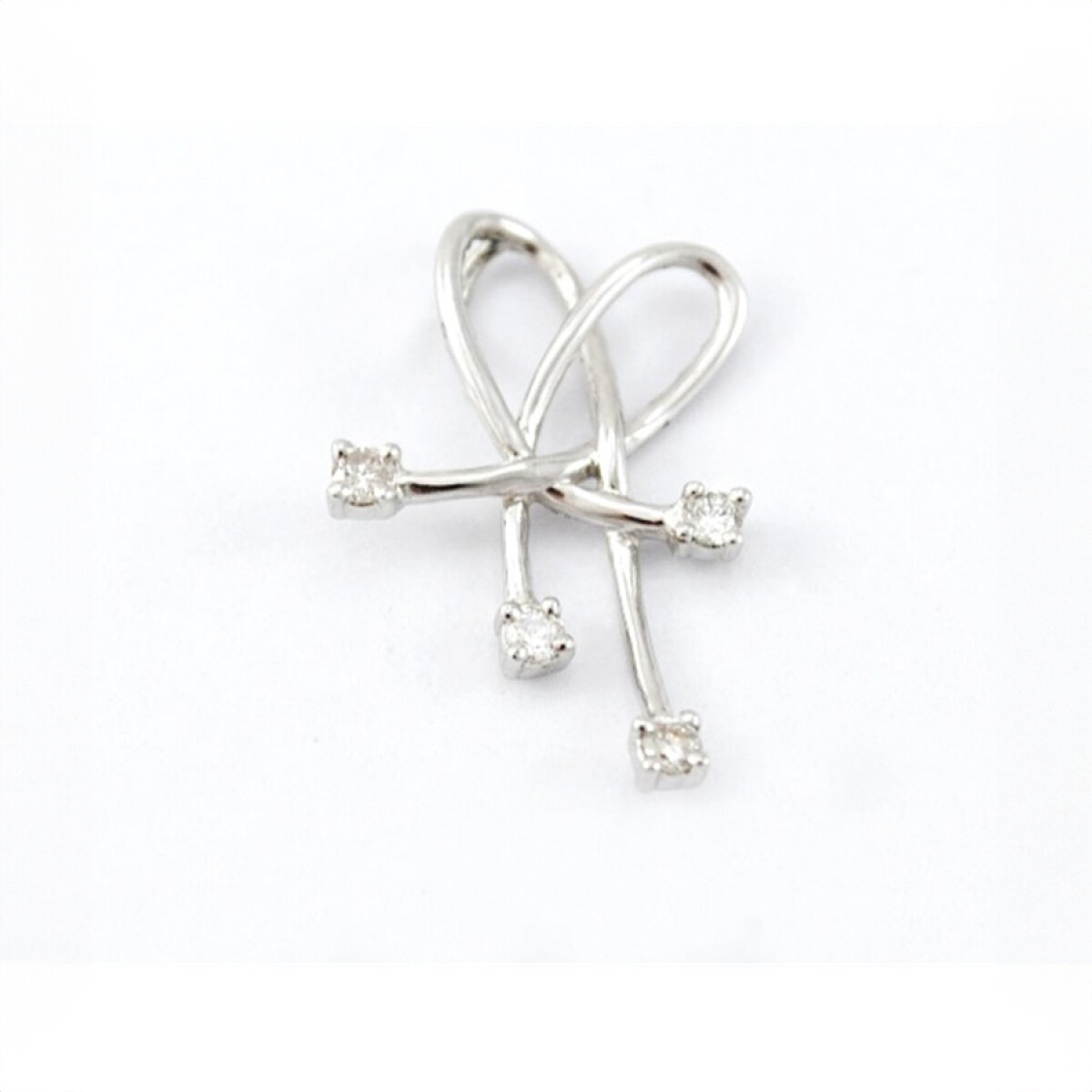 Dije Oro Blanco 18 K Y Brillantes 