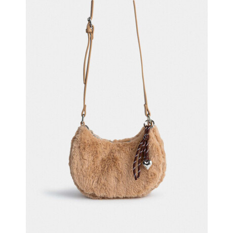 Bandolera Peluche Con Charm Marron Beige