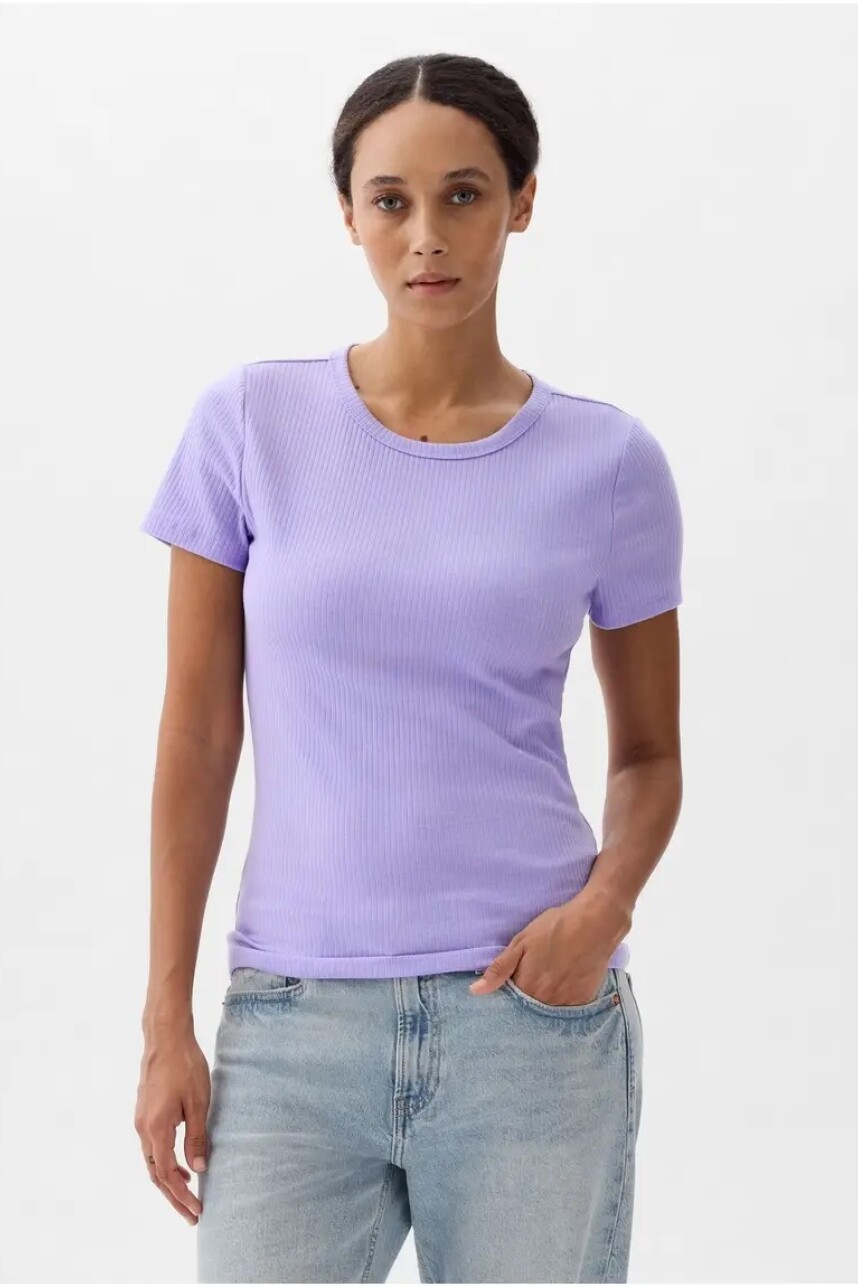 Remera Rib Manga Corta Mujer Fresh Lavender