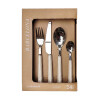 Set de Cubiertos Acero Inoxidable 24 Piezas Mango Rayas Beige