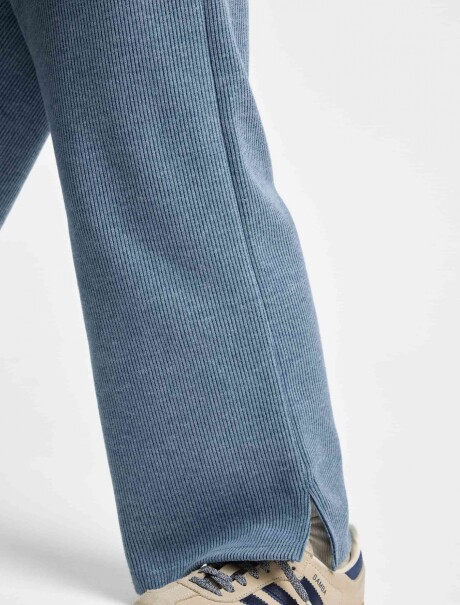 PANTALONES DE PUNTO DE PIERNA ANCHA AZUL