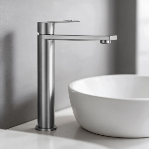 GRIFERIA LAVATORIO ALTO EN BRUSHED NICKEL - SERIE SALEMI 000