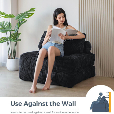 Sofá Sillón Cama Plegable Cloudnest + Almohada Living Negro