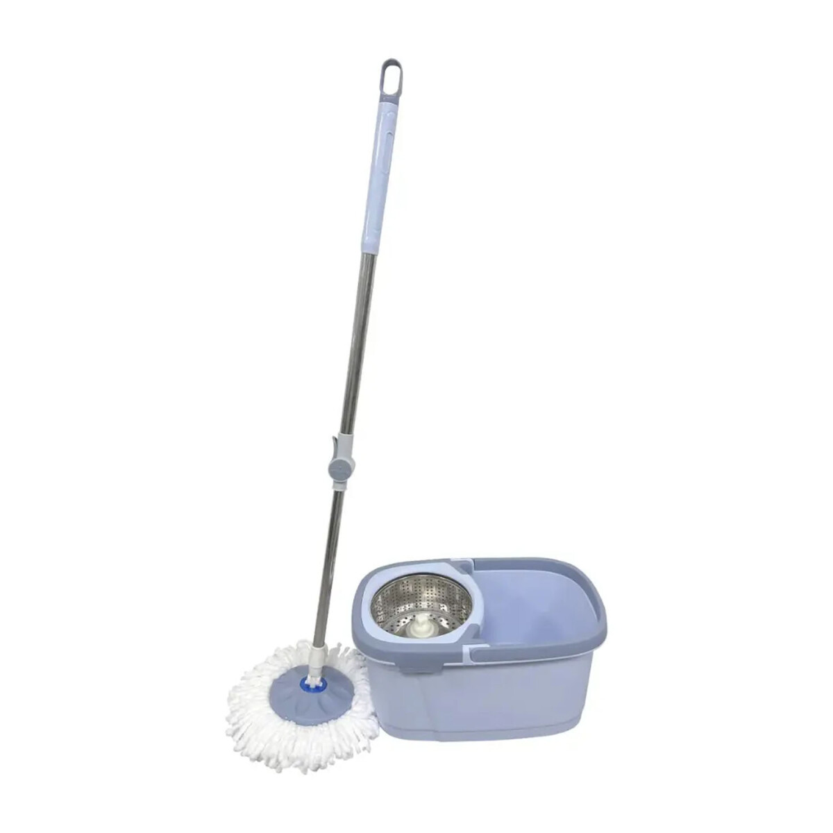 Mopa Extensible Giratoria 360° Con Balde Metal y 2 Repuestos - Gris 