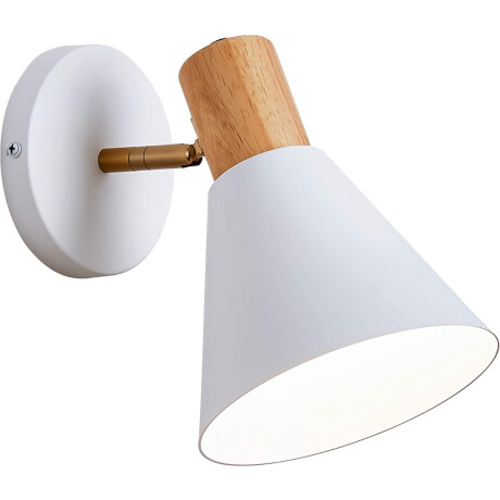 Aplique Estilo Nórdico Metal Blanco Con Detalle Madera Blanco