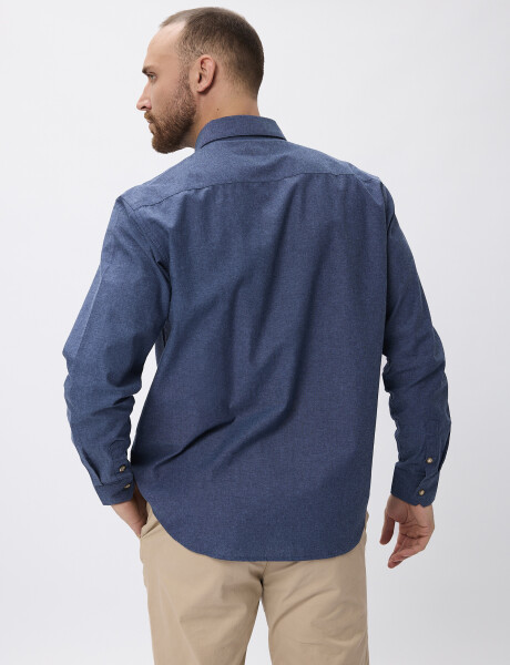 Camisa m/l tramada azul