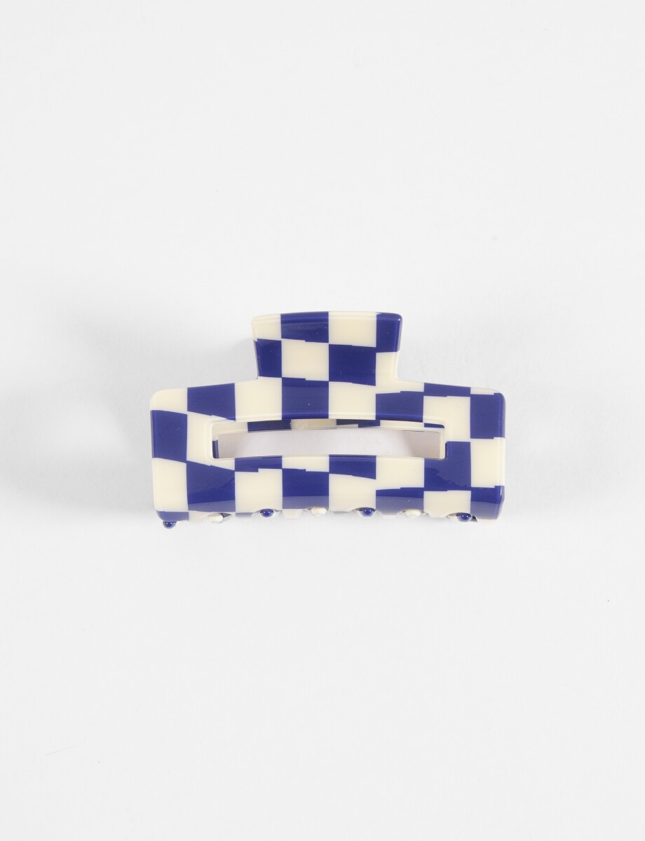 Broche cuadritos - azul 