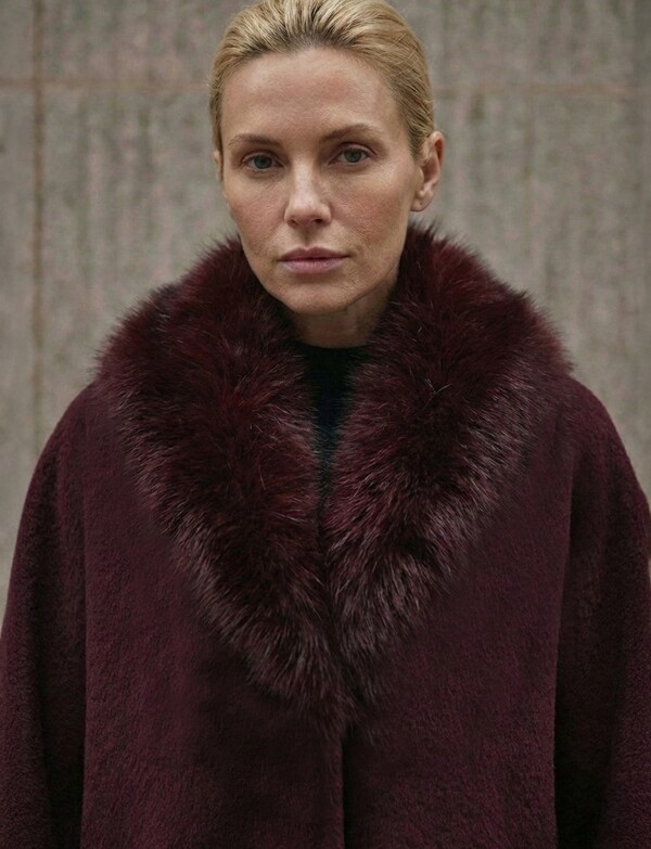 Ruana Faux Fur BORDEAUX