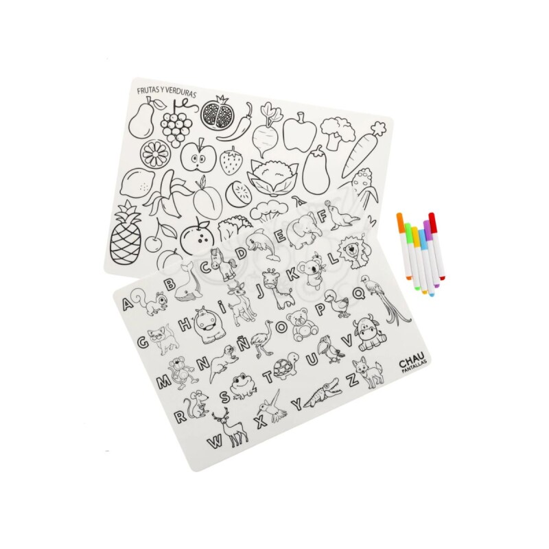 Set de individuales infantiles lavables Frutas y Verduras