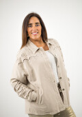 Chaqueta de jean con broderie arriba Beige
