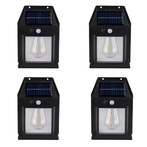 Farol Solar 4 Unidades/ Sensor Movimiento Luz Cálida Exterior Farol Solar 4 Unidades/ Sensor Movimiento Luz Cálida Exterior